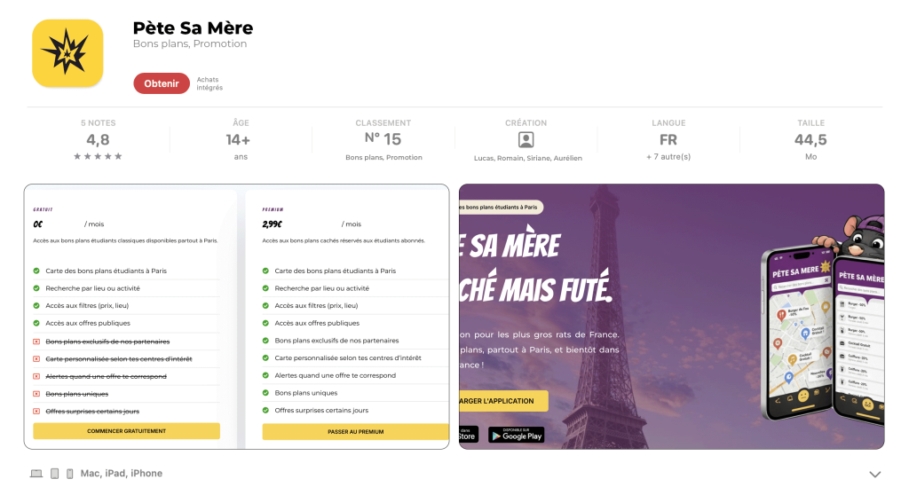 capture ecran apple store note pete sa mere application bon plan paris